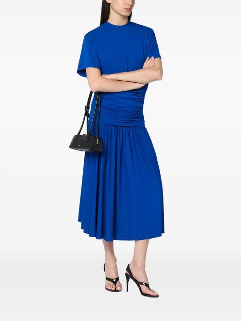 Ferragamo gathered-waist asymmetric day dress - Blue - zdjęcie produktu nr 2