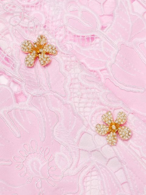 Self-Portrait lace jewelled midi dress - Pink