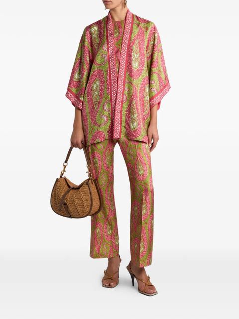 ETRO paisley foliage-motif trousers - Green