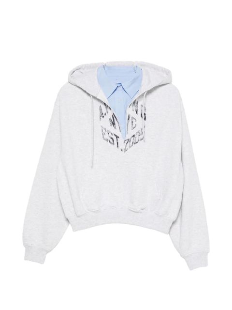 Alexander Wang logo-print cropped hoodie - Grey - zdjęcie produktu nr 1