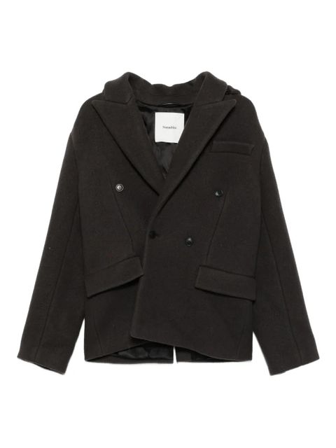 Nanushka detachable-hood double-breasted blazer - Green - zdjęcie produktu nr 1