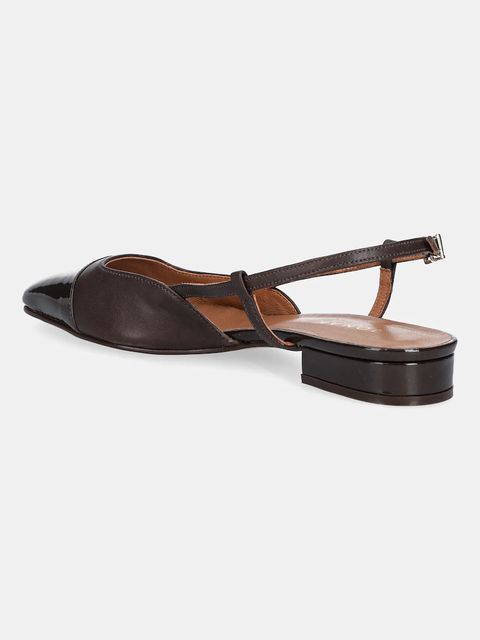 Jonak baleriny skórzane DHAPOU VERNIS CUIR kolor brązowy z odkrytą piętą 6000255