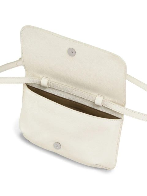 Marni logo-embroidered leather shoulder bag - White