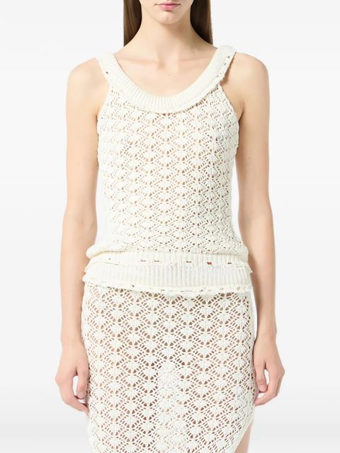 Blumarine lace-stitch knitted top - White