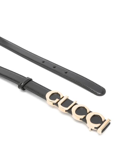 Gucci logo-buckle thin belt - Black - zdjęcie produktu nr 2