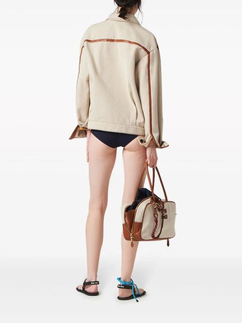 Miu Miu logo-embroidered bikini bottoms - Blue