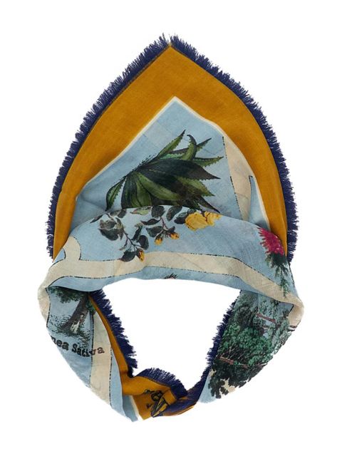 Max Mara printed fringed scarf - Blue - zdjęcie produktu nr 2