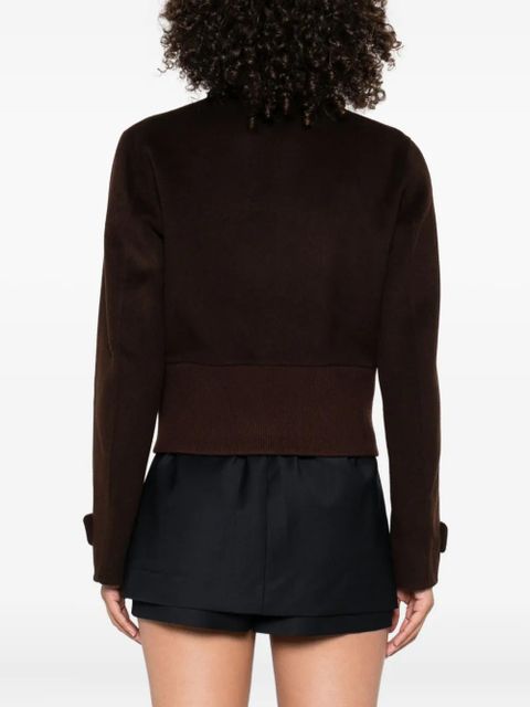 Maje button-fastening ribbed bomber jacket - Brown