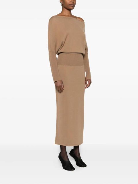 Simkhai Janese off-shoulder midi dress - Brown