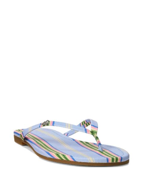 Lauren Ralph Lauren striped logo-plaque flip-flops - Blue - zdjęcie produktu nr 2