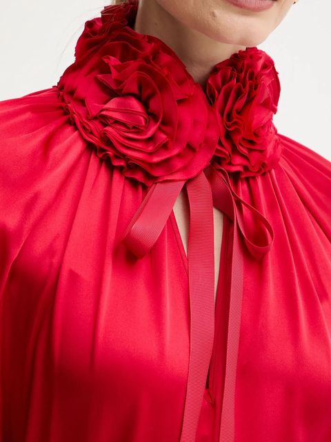 Luisa Spagnoli bluzka jedwabna damska kolor czerwony z aplikacją 542316