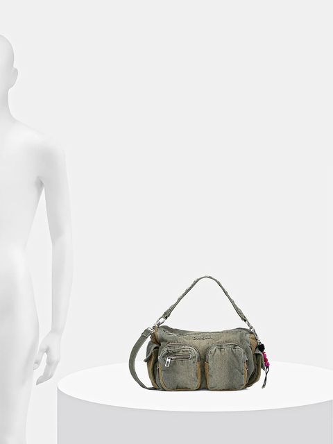 Desigual torebka jeansowa BRAVO HYBRID DENIM HAB kolor zielony 25WAXD03