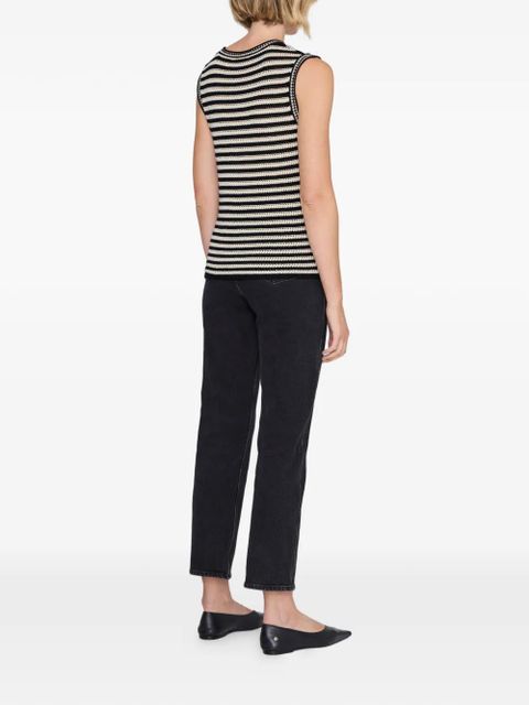 ANINE BING Lowen striped V-neck vest - Black