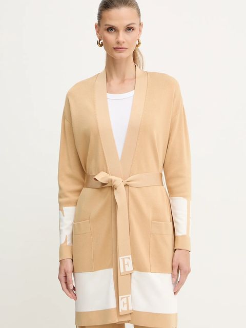 Elisabetta Franchi kardigan damski kolor beżowy lekki MK02S56E2 - zdjęcie produktu nr 1