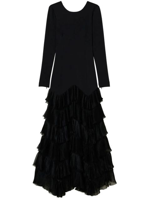 TWINSET pleated tulle flounces maxi dress - Black - zdjęcie produktu nr 1