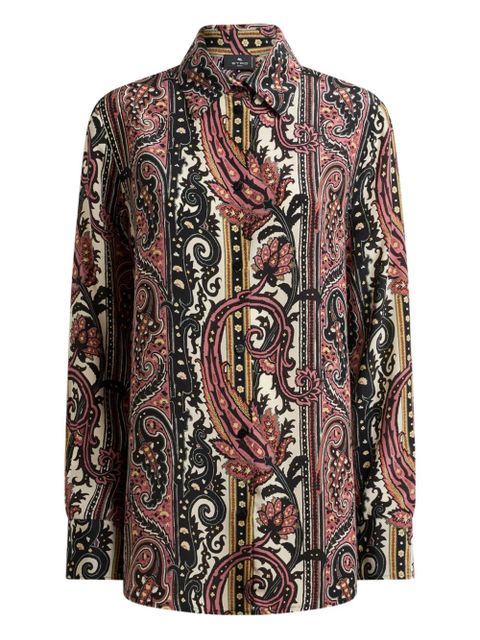 ETRO leafy paisley-motif silk shirt - Red - zdjęcie produktu nr 1