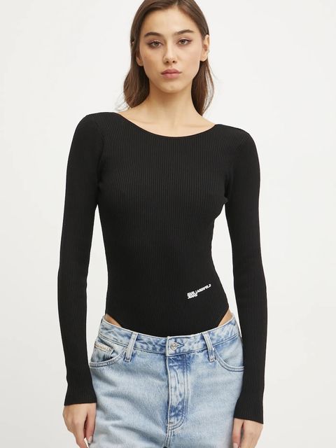 Karl Lagerfeld Jeans body damskie kolor czarny lekki A1W18024