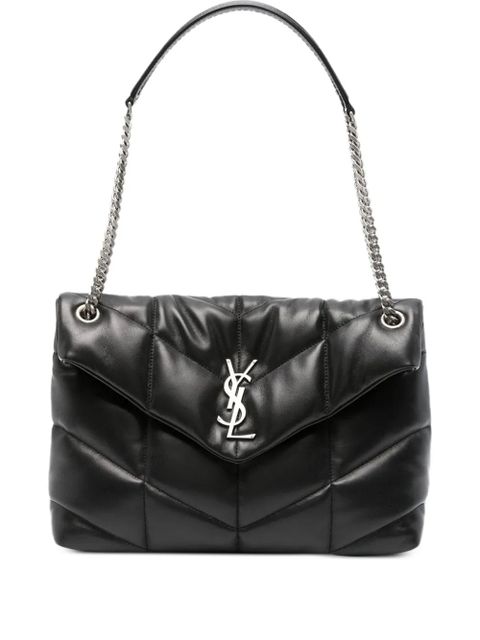 Saint Laurent medium Loulou puffer chevron-logo shoulder bag - Black - zdjęcie produktu nr 1