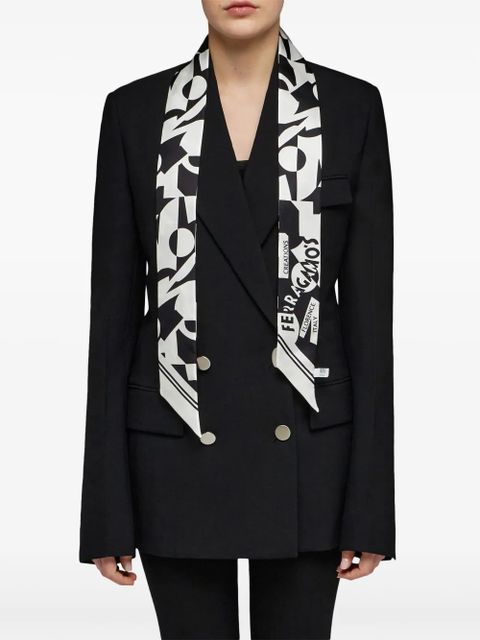 Ferragamo logo-print silk scarf - White