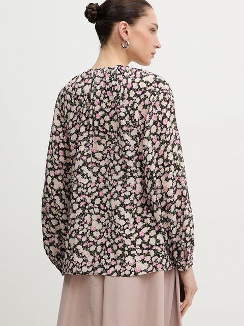 Weekend Max Mara koszula jedwabna CINEMA damska kolor czarny relaxed z wiązanym dekoltem 2615111111600 - zdjęcie produktu nr 2