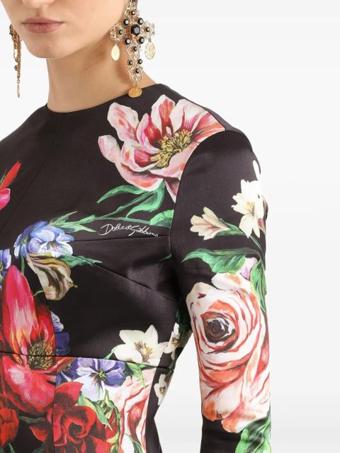 Dolce & Gabbana floral-print midi dress - Black