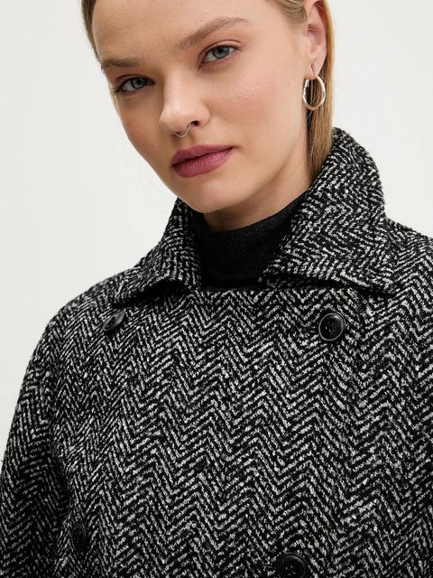 HUGO płaszcz z domieszką wełny kolor czarny 50547835