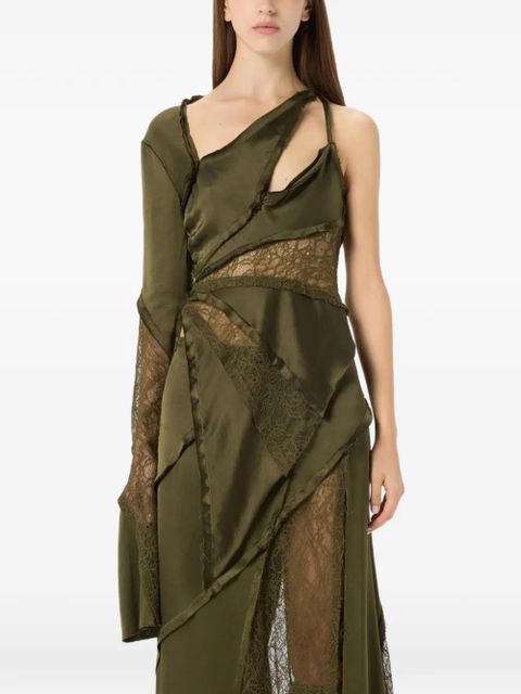 Blumarine lace-trim asymmetric top - Green