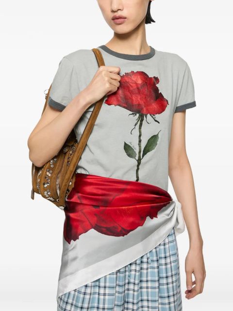 Acne Studios rose-print ringer T-shirt - Grey