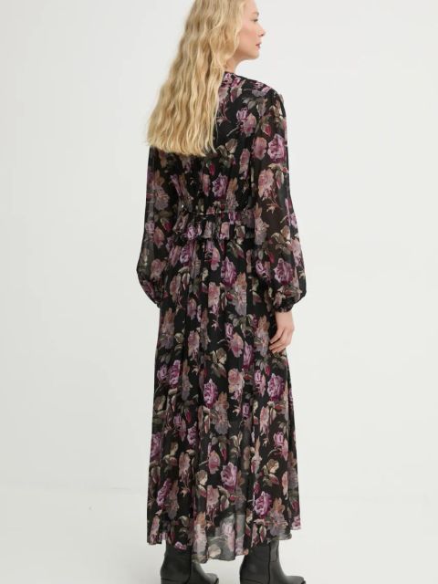 The Kooples sukienka kolor czarny maxi prosta FROB29079K