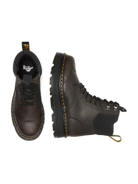 Dr. Martens workery skórzane Zebzag 8 Tie kolor brązowy na platformie lekko ocieplone DM32116733