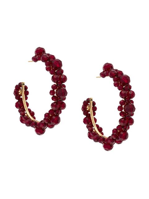 Simone Rocha crystal beaded Wiggle hoop earrings - Red - zdjęcie produktu nr 1