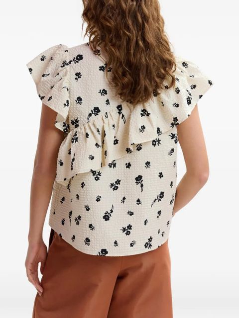 Essentiel Antwerp floral ruffled blouse - Neutrals