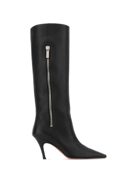 Amina Muaddi Mona leather zip boots - Black - zdjęcie produktu nr 1