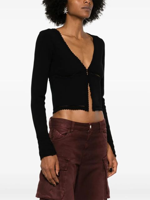 Blumarine scalloped V-neck cardigan - Black