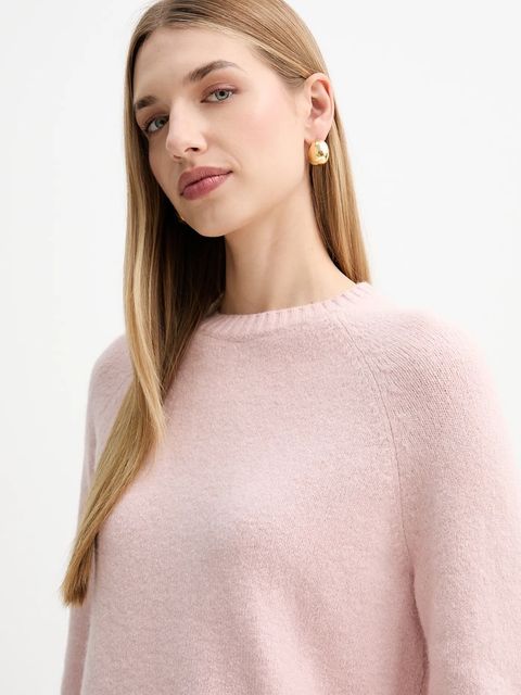 BOSS sweter z domieszką wełny damski kolor różowy 50478315