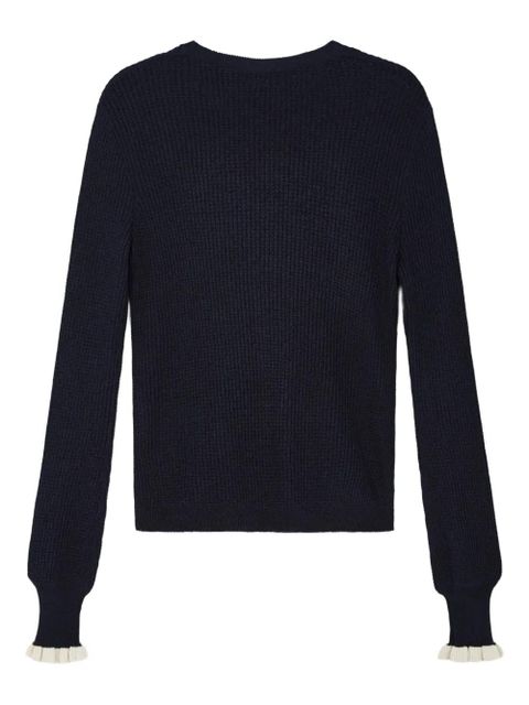 Valentino Garavani ribbed-knit ruffled-cuff sweater - Blue - zdjęcie produktu nr 2