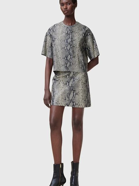 AllSaints bluzka skórzana RENAI