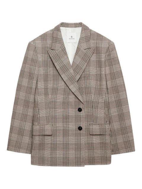 ANINE BING Aretha plaid button blazer - Brown - zdjęcie produktu nr 1