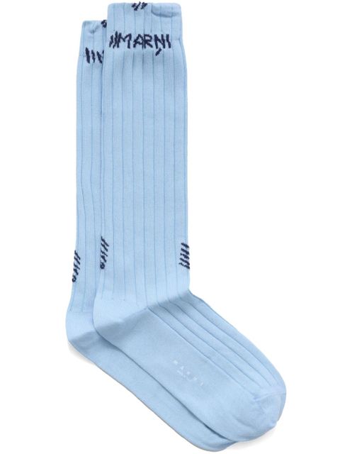 Marni logo-jacquard ribbed socks - Blue - zdjęcie produktu nr 1