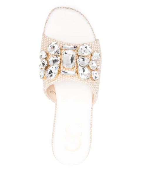 Casadei 65mm crystal-embellished sandals - Neutrals