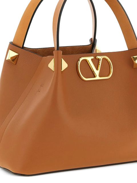 Valentino Garavani small studded V-logo leather tote bag - Brown