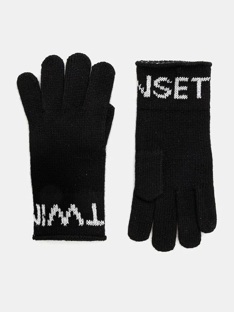 Twinset rękawiczki z wełną kolor czarny 252TA4252 - zdjęcie produktu nr 1