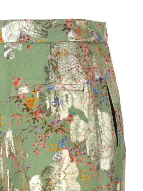 Valentino Garavani floral-brocade trousers - Green
