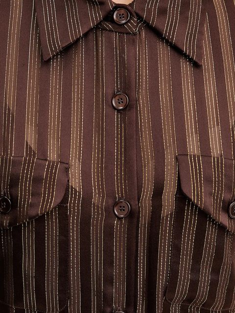 Luisa Spagnoli koszula jedwabna damska kolor brązowy regular z kołnierzykiem klasycznym 542740