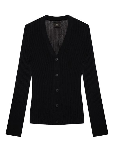 ANINE BING Matheo ribbed buttoned cardigan - Black - zdjęcie produktu nr 1