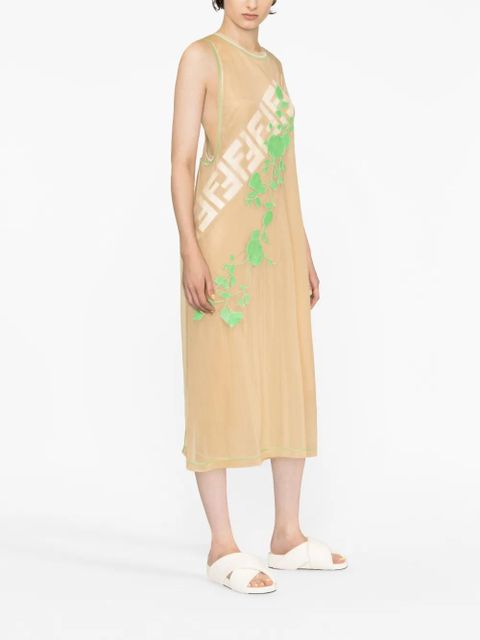 FENDI Fendi Roses sleeveless midi dress - Neutrals
