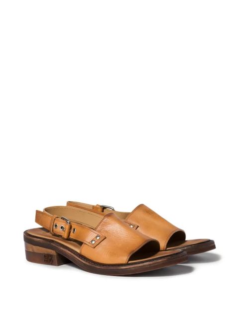 Miu Miu buckle leather sandals - Brown - zdjęcie produktu nr 2