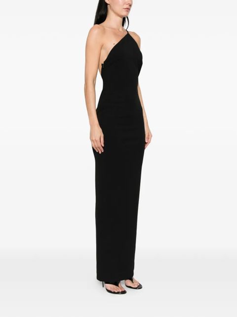 Solace London Alexandra asymmetric-strap maxi dress - Black
