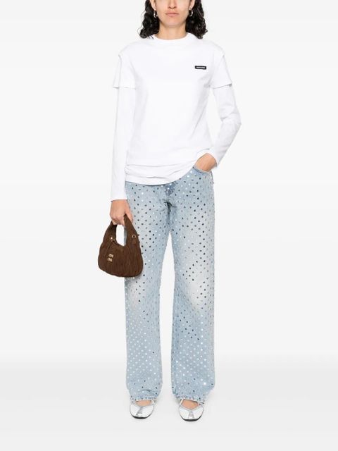 Miu Miu logo-appliqué T-shirt - White - zdjęcie produktu nr 2