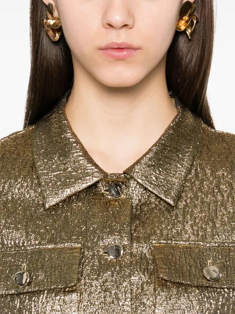 Self-Portrait metallic jacquard shirt - Gold